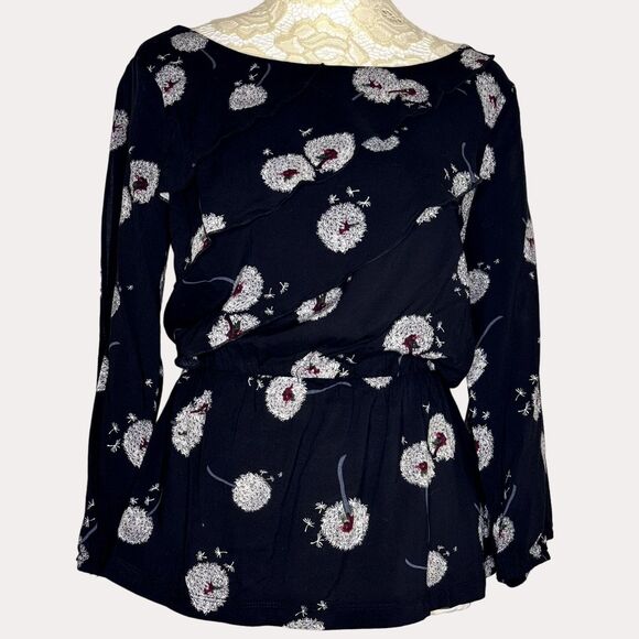 Deletta Anthropologie Wished Blooms Dandelion Peplum Top Blouse XS bv - Picture 6 of 14